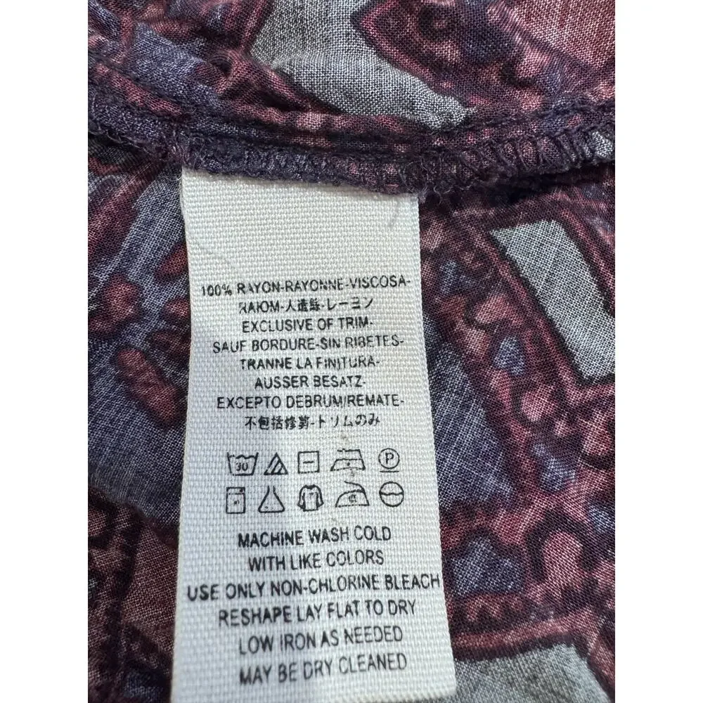 Free People Dark Romance Purple Black Floral Boho V Neck Tunic Top Sz XS